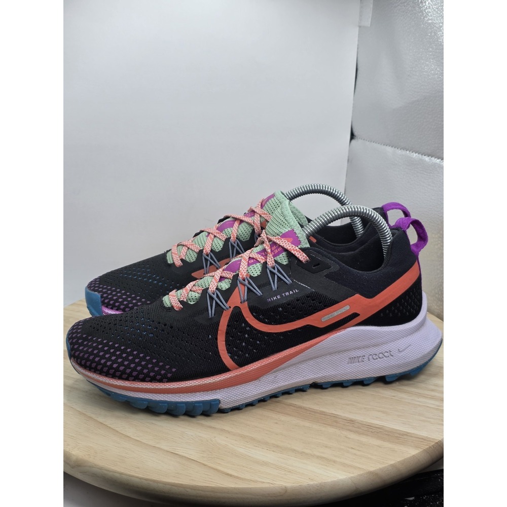 Men's Sz 8 - Nike React Pegasus Trail 4 Shoes Black Magic Ember DJ6158-003